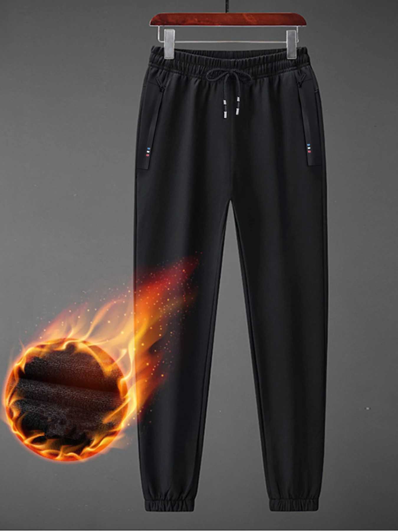 Solid Color womens Pants Fleece Lining Hiking Autumn Winter Thick Warm Elastic Waist Drawstring Zipper PocketsT251025