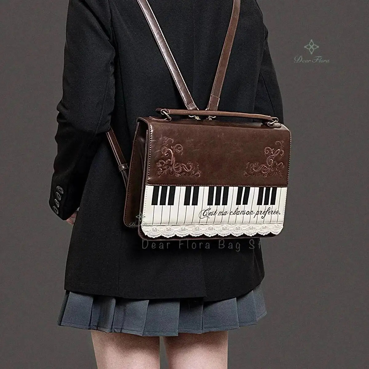 Vintage Piano Shoulder Bag Womens Brown Crossbody Y2k Girls Transparent Ita Personalized Backpack Aesthetic Handbags 251018