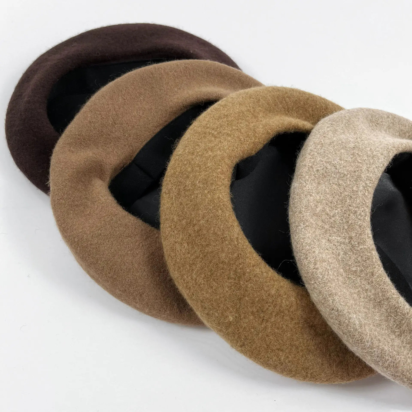 Wool Beret Winter Hat Women Big Head Size Stretch Simple Solid Boina Plain Beret Solid Color Elegant Lady All Matched Autumn 251023