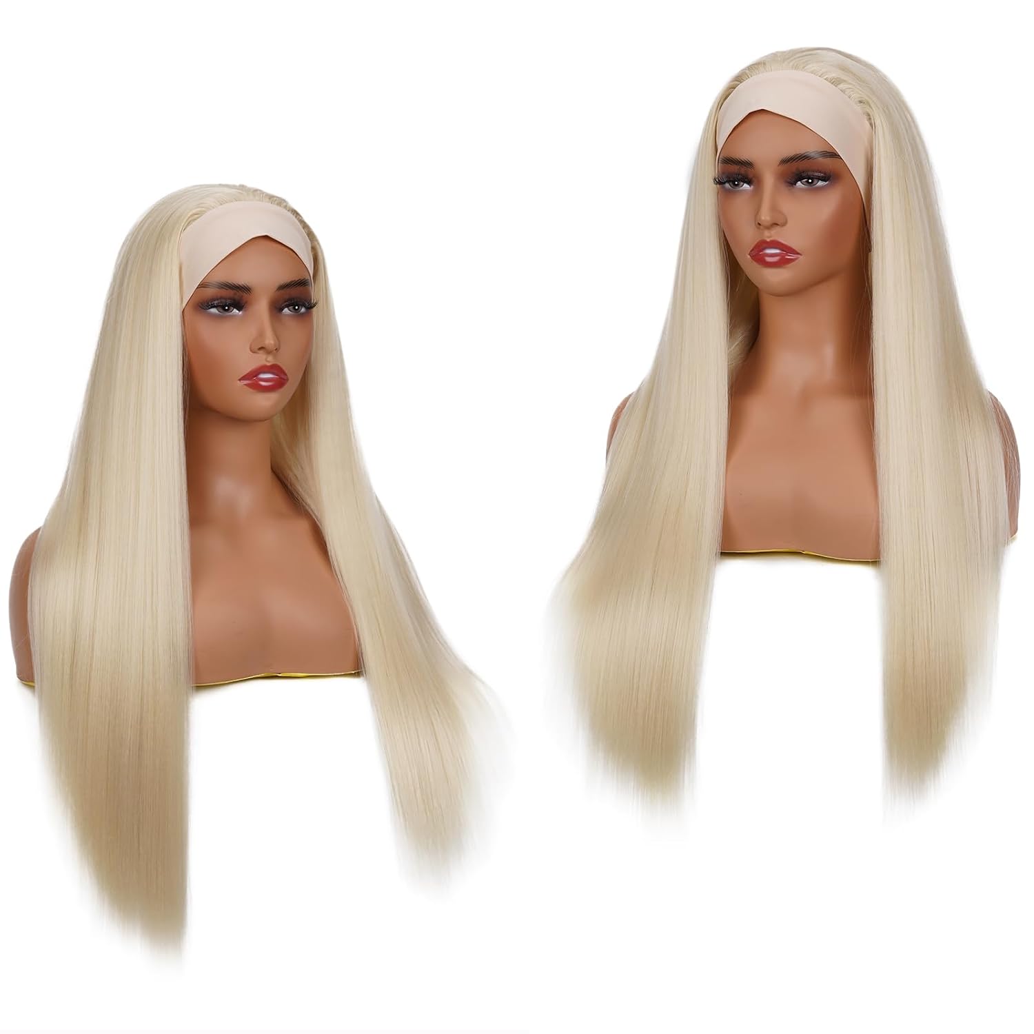 613 Headband Wig Straight Honey Blonde Human Hair Virgin Remy Hair Machine Made Glueless Wigs for Women No Lace Needed