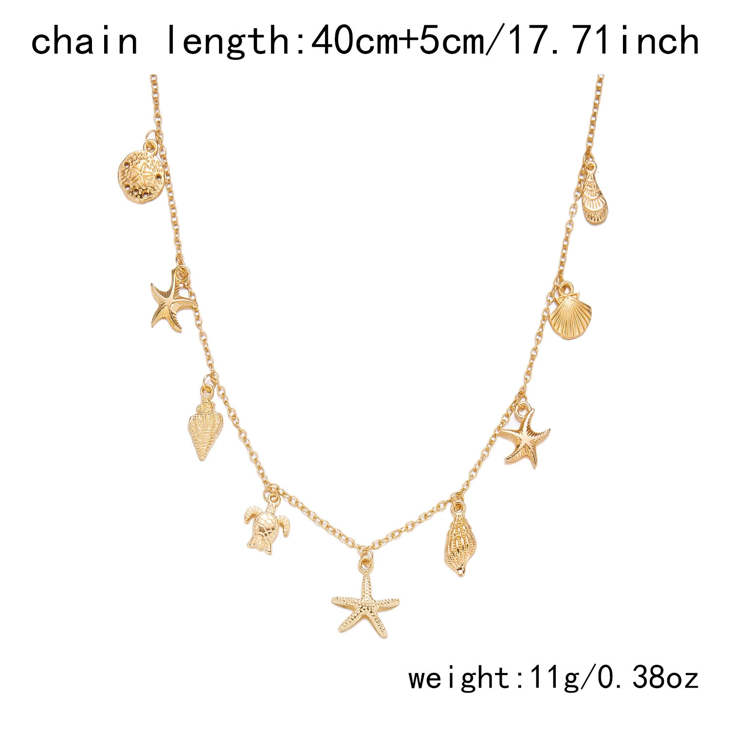 Fashion Gold Color Starfish Conch Turtle Pendant Necklace for Women Handmade Shell Chain Necklace Summer Beach Party Jewelry 251023