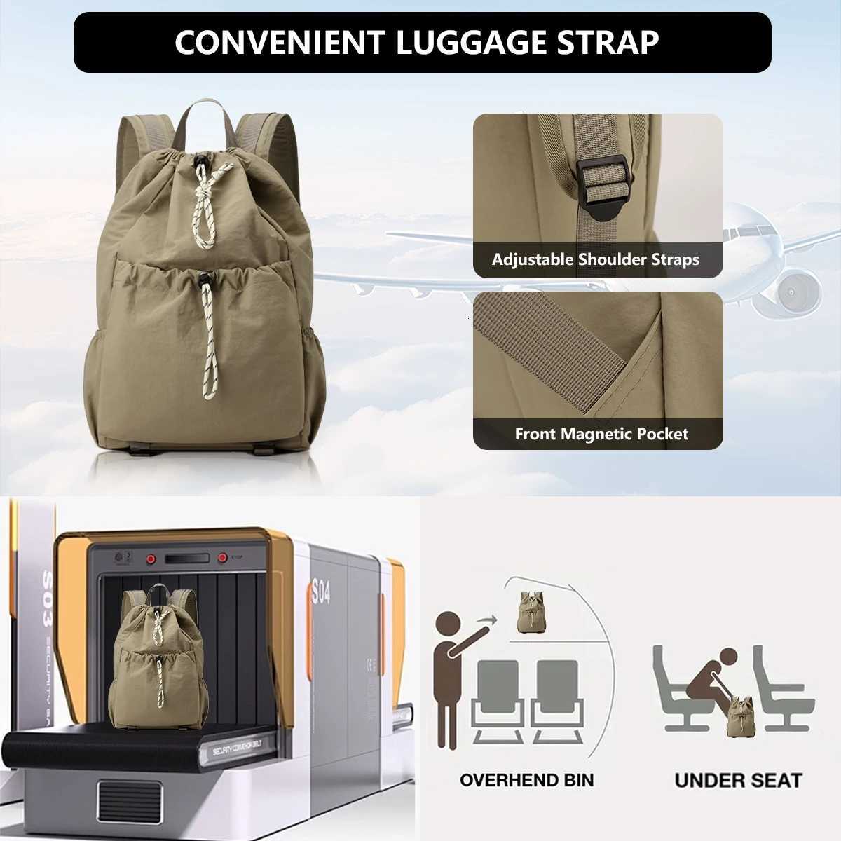 Lightweight Drawstring Backpack Sports Mountaineering Fitness Storage Backpack Mens Niche Travel College Student Bag Womens Fishing Camping Outdoor W2