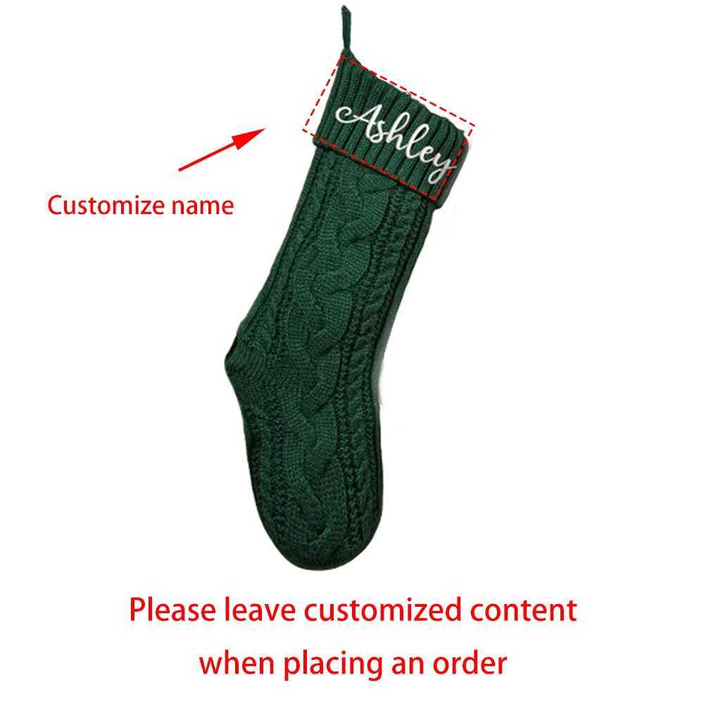 Custom Christmas Stocking Xmas Knitted Stockings with Name Holiday Decor Gift Christmas Family Gifts Santa Sack Kid Present Bag C251024