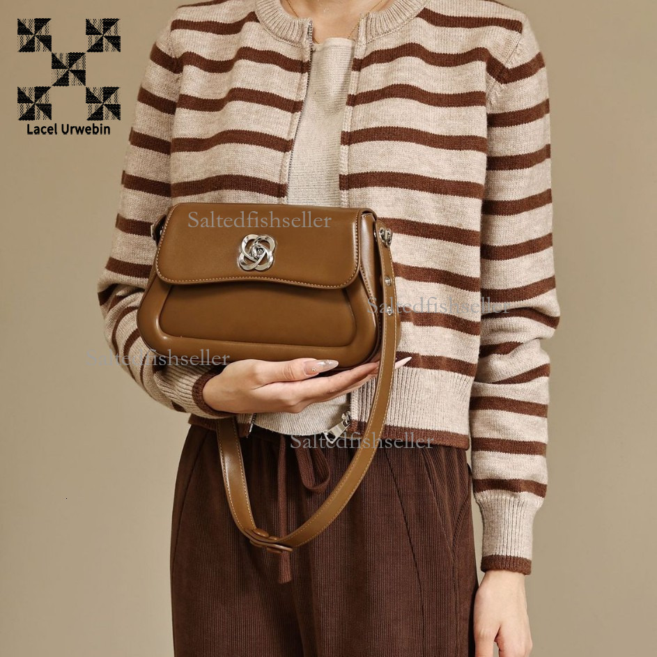 Lacel Urwebin Designer Autumn/winter New Women's Handbag Fashion Metal Flip Up Three Dimensional Commuter Shoulder Cross Shoulder Small Square Ba