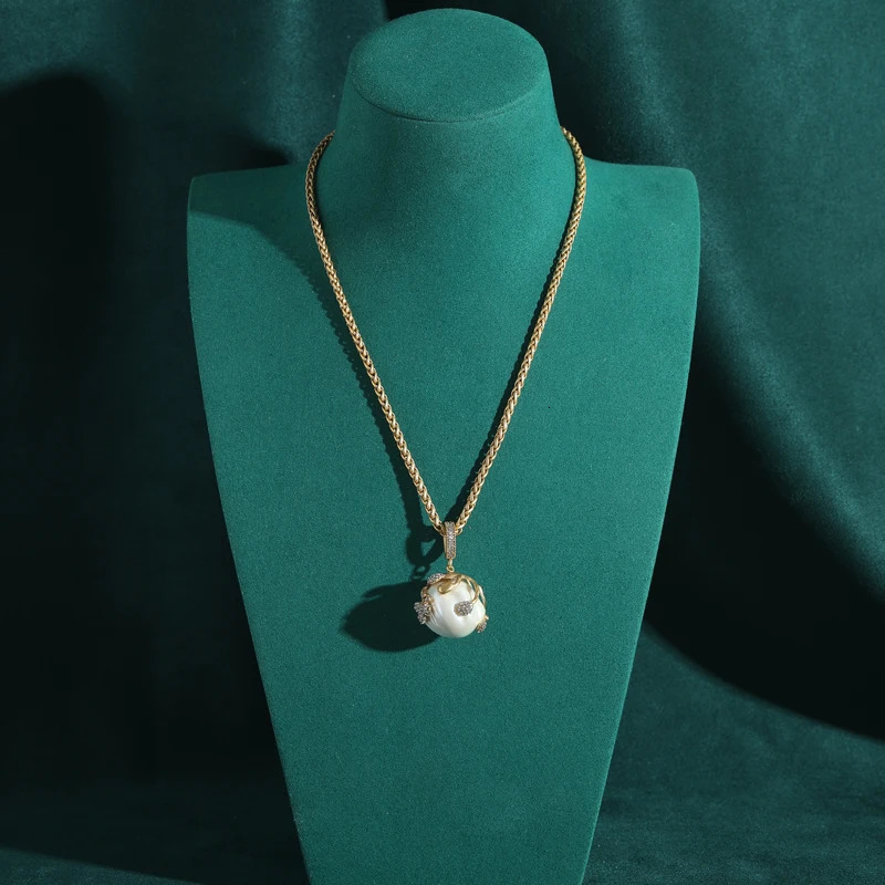 Baroque Abs Pearls Necklace Jewelry Pendant Light Bulb Big Ball Rhinestones Gold Color Wedding er For Women 2025 251016