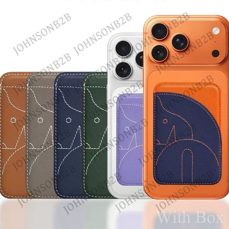 Designer Magnetic Leather MagSafe Card Holder Phone Case All Fitted Luxury Universal Mini Wallet Work ID Bank Credit Bus Hi Quality Cover With Box Woman SZY10 23