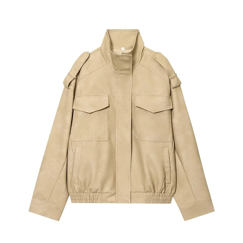 MUJER Suede Bomber Jacket Woman Oversized Demiseason Jackets for Women Outerwears Winter Overcoat Female Zip Womens Jackets 251020