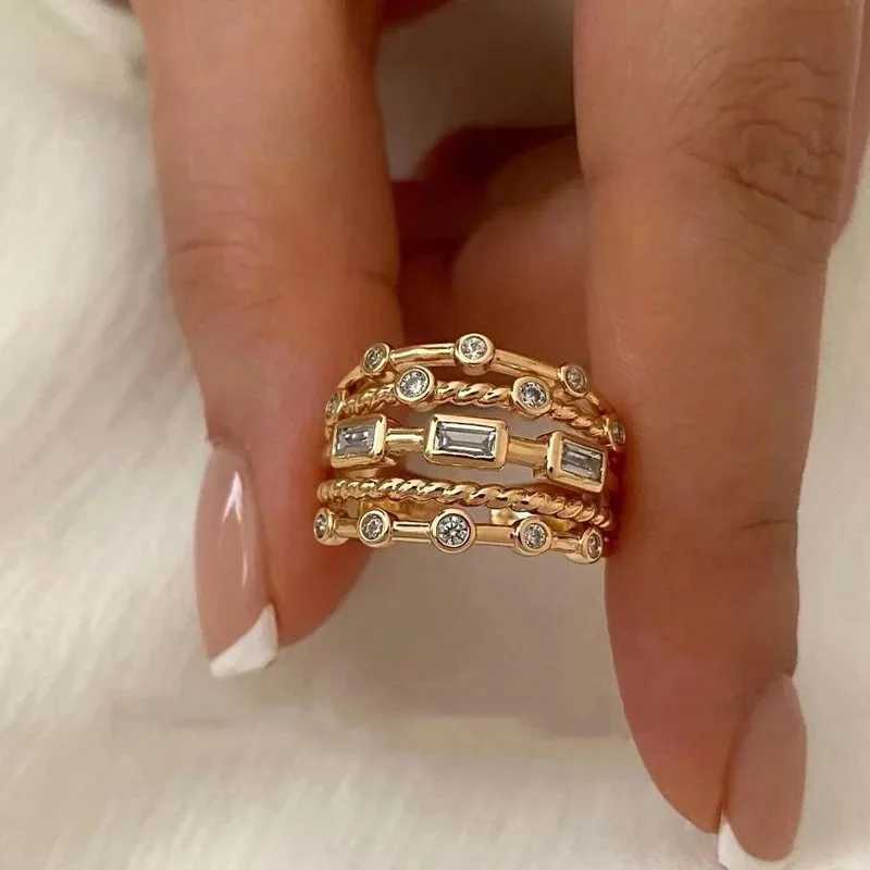 2025 New Stainless Steel 18 K Gold Plated Sun Rings for Women Natural Stone Inlaid in Hollow Metal Texture Ring Trendy JewelryXJ251025