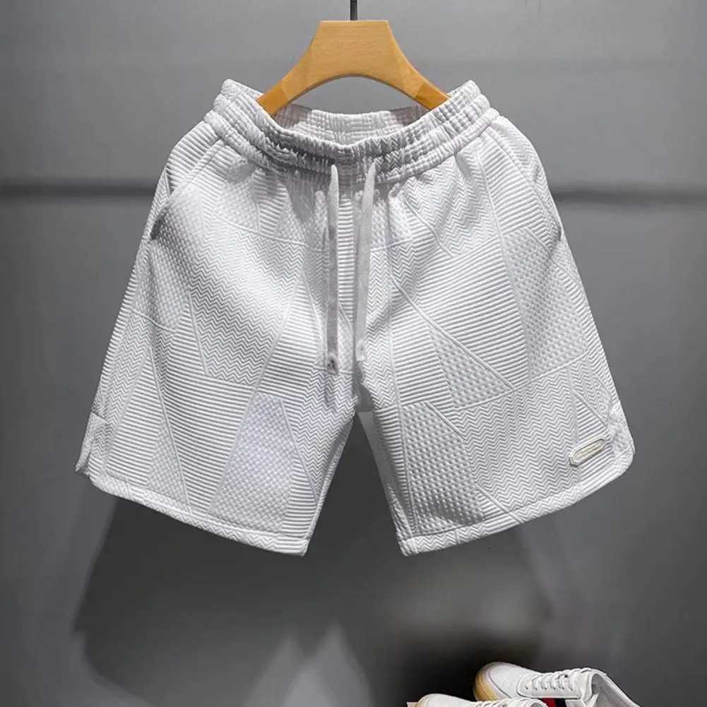2023 Summer Running Shorts Men Casual Jogging Sport Short Pants Wave Pattern Solid Color Drawstring Loose Dry Gym Sports ShortsXJ251025