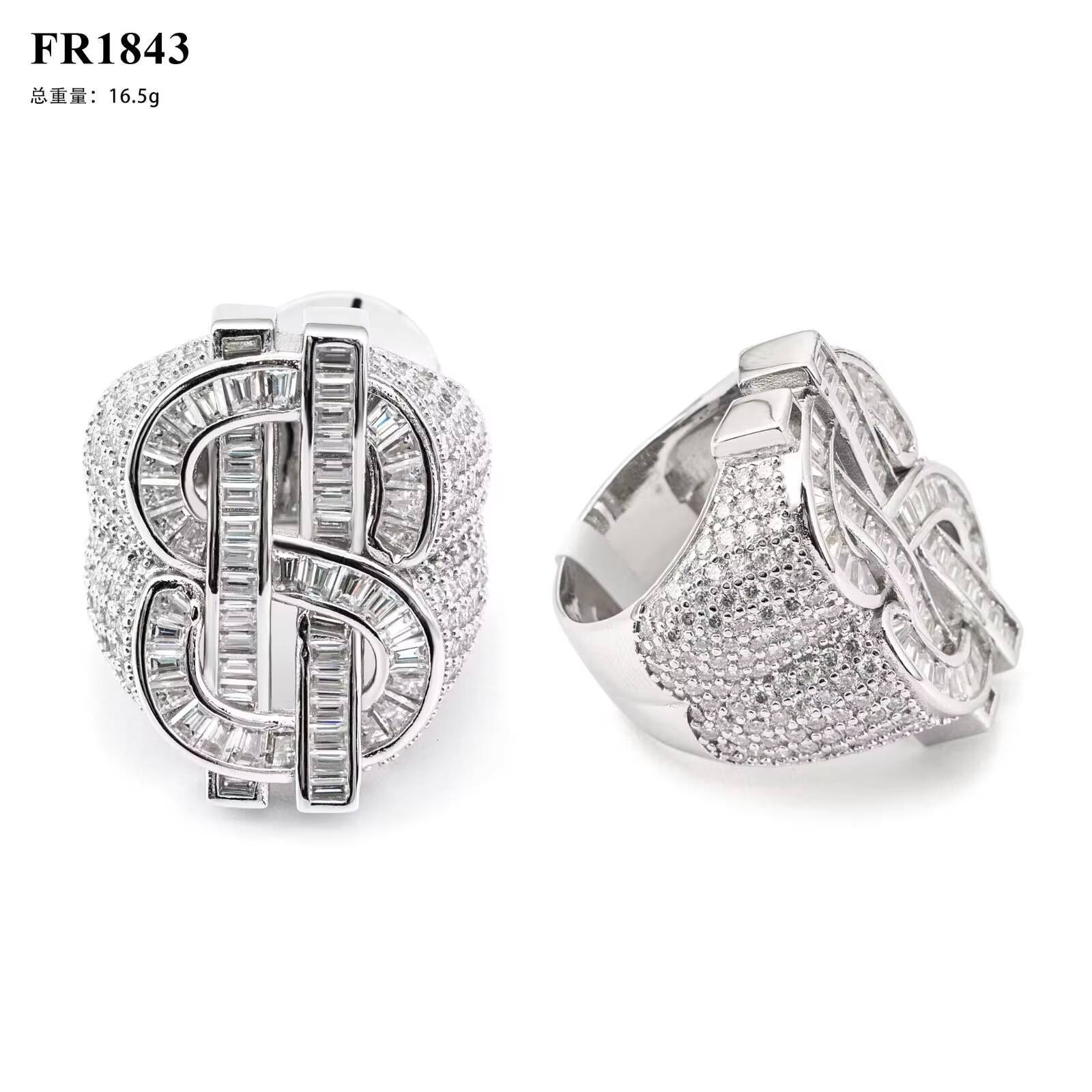 Hip Hop Ring VVS Moissanite Diamond Pass Diamond Tester 925 Sterling Silver Us Dollars Rings Iced Out for Men