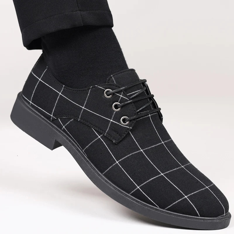 Mens Formal Shoes Canvas Shoes Pointed Wedding Shoes Lace Up Business Casual Shoes Mens Formal Shoes Business Casual Series 251023