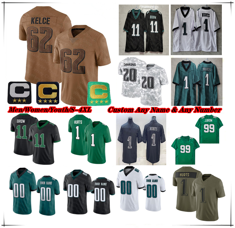 Saquon Barkley Jalen Hurts Football Jersey DeVonta Smith AjBrown Goedert Reed Blankenship Zack Baun Jason Kelce Cooper DeJean Andrew Mukuba Jahan Dotson Dillon 4XL