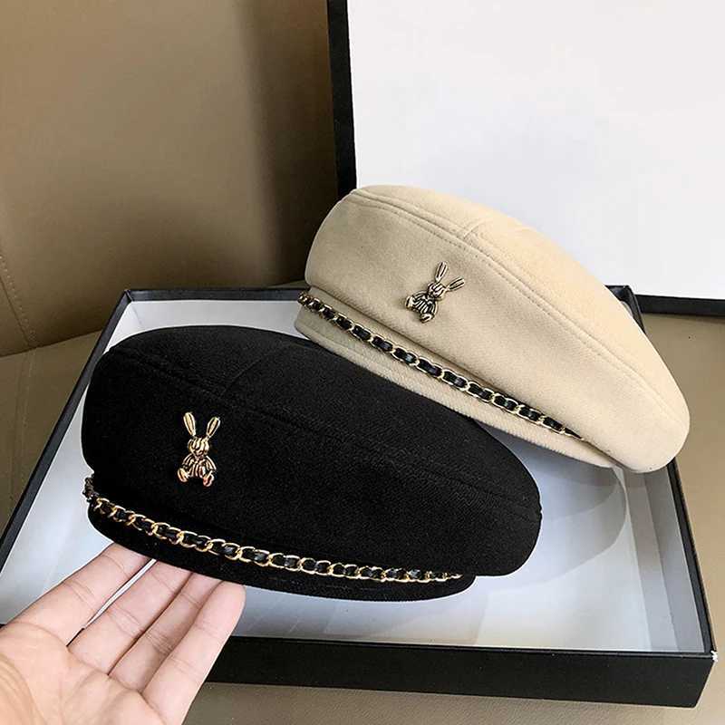 Wen Rabbit Berets Style For French Artist Warm Winter Beanie Hat Solid Color Elegant La All Mahed Painter Cs Y251025