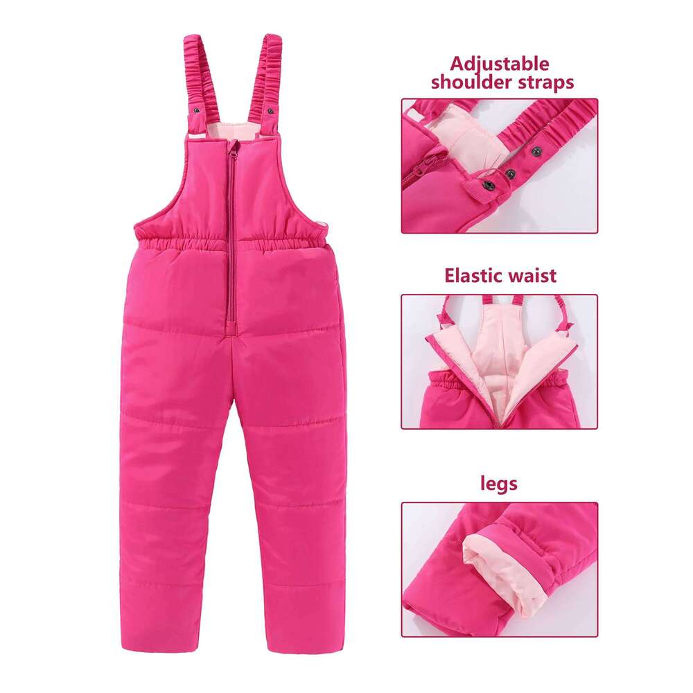 4-8T Kids Girls Ski Suits Hooded Coats Children Winter Warm Pant Outdoor Sportwear Thick Cotton Snowboard Skiing Suit