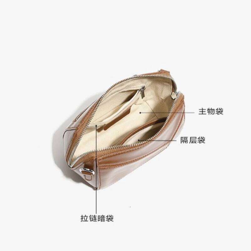 Vintage Women Zipper Shoulder Soft Genuine Leather Simple Boston Messenger Phone Fashionable Crossbody Purse Women's Bag Suotong251025