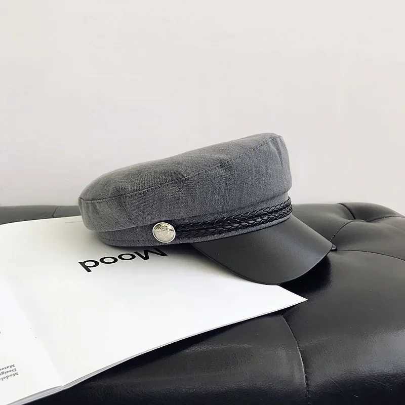 Spring Autumn Sailor Hats Black Ladies Beret Cs Flat Top Ctain C Travel Cadet Octagonal Hat Fashion Wen Men MilitaryHat Y251025