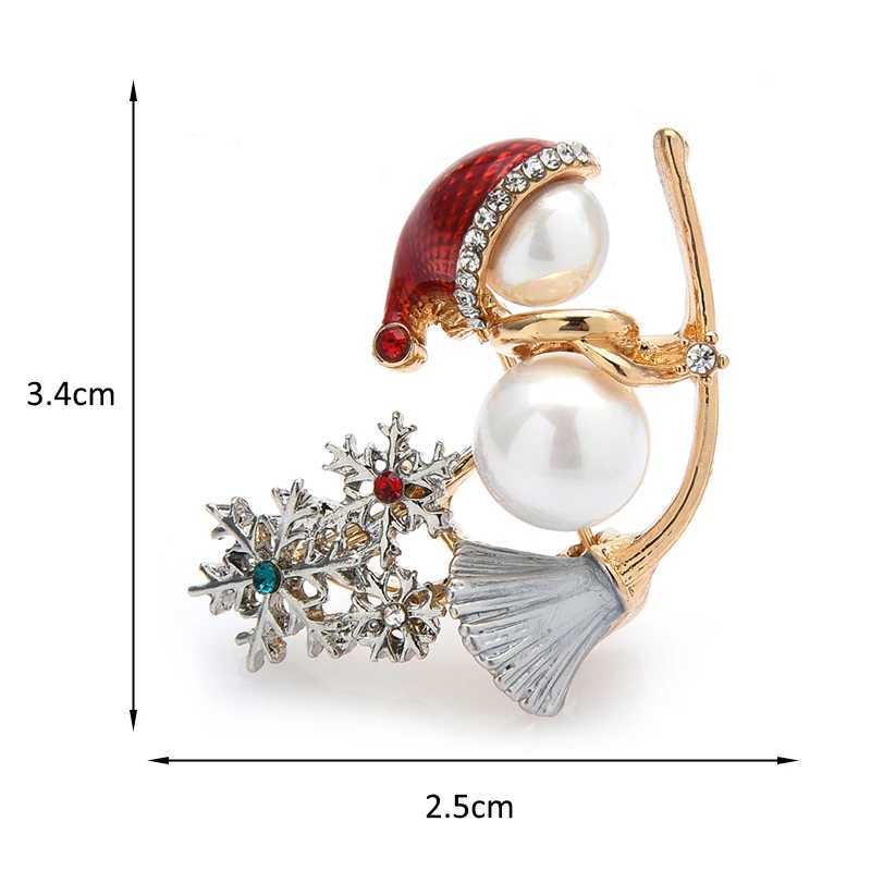 Wulibaby Witch On a Sweep Brooches Simulatedpearl Chritmas Snowman Rhinestone Snowflake 2021 Women Brooches Gift Pins J251115