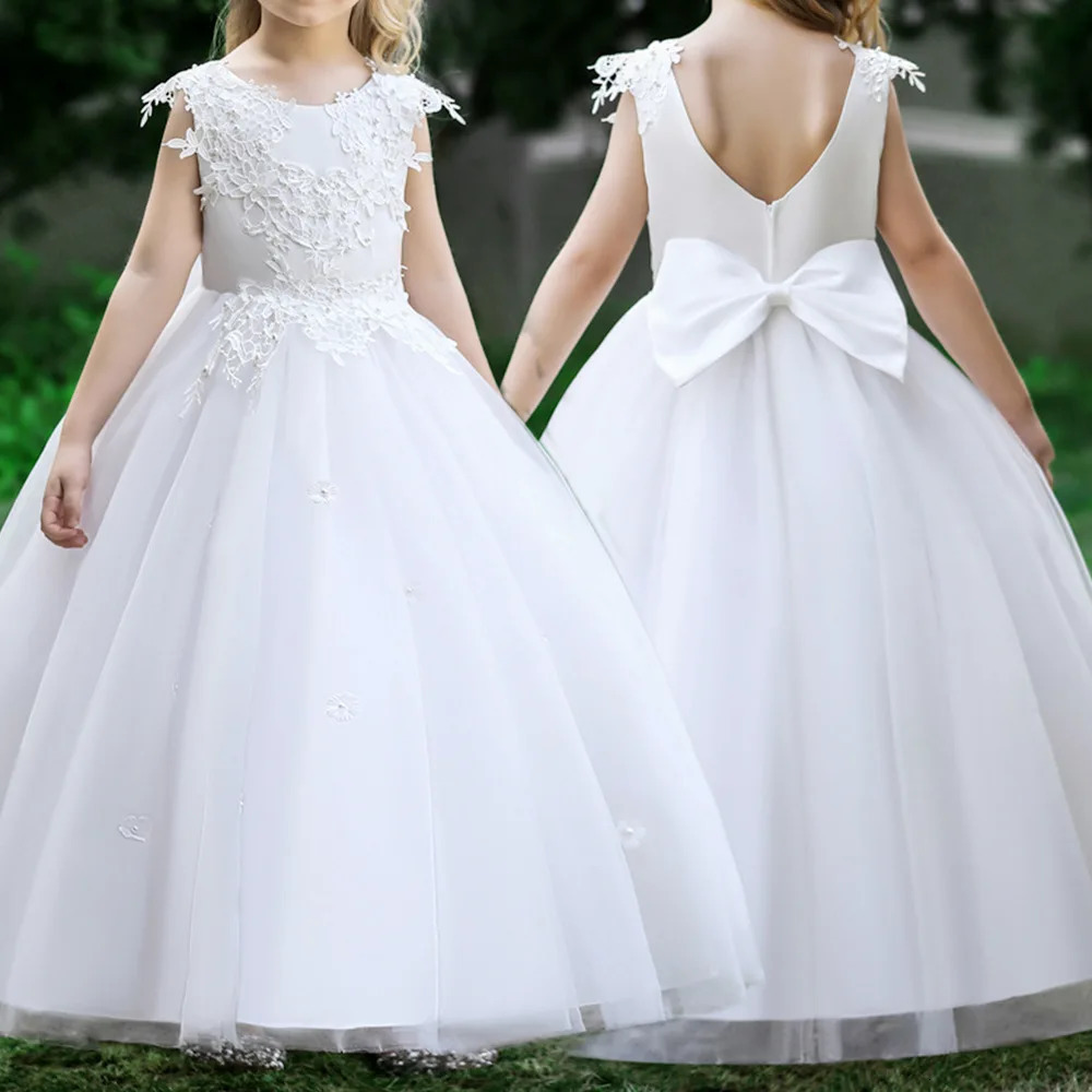 Teen Girls 614 Years Long Dress Bridesmaid Kids Dresses Children Princess Party Wedding Prom Gown Formal Occasion Bow Dresses 251023