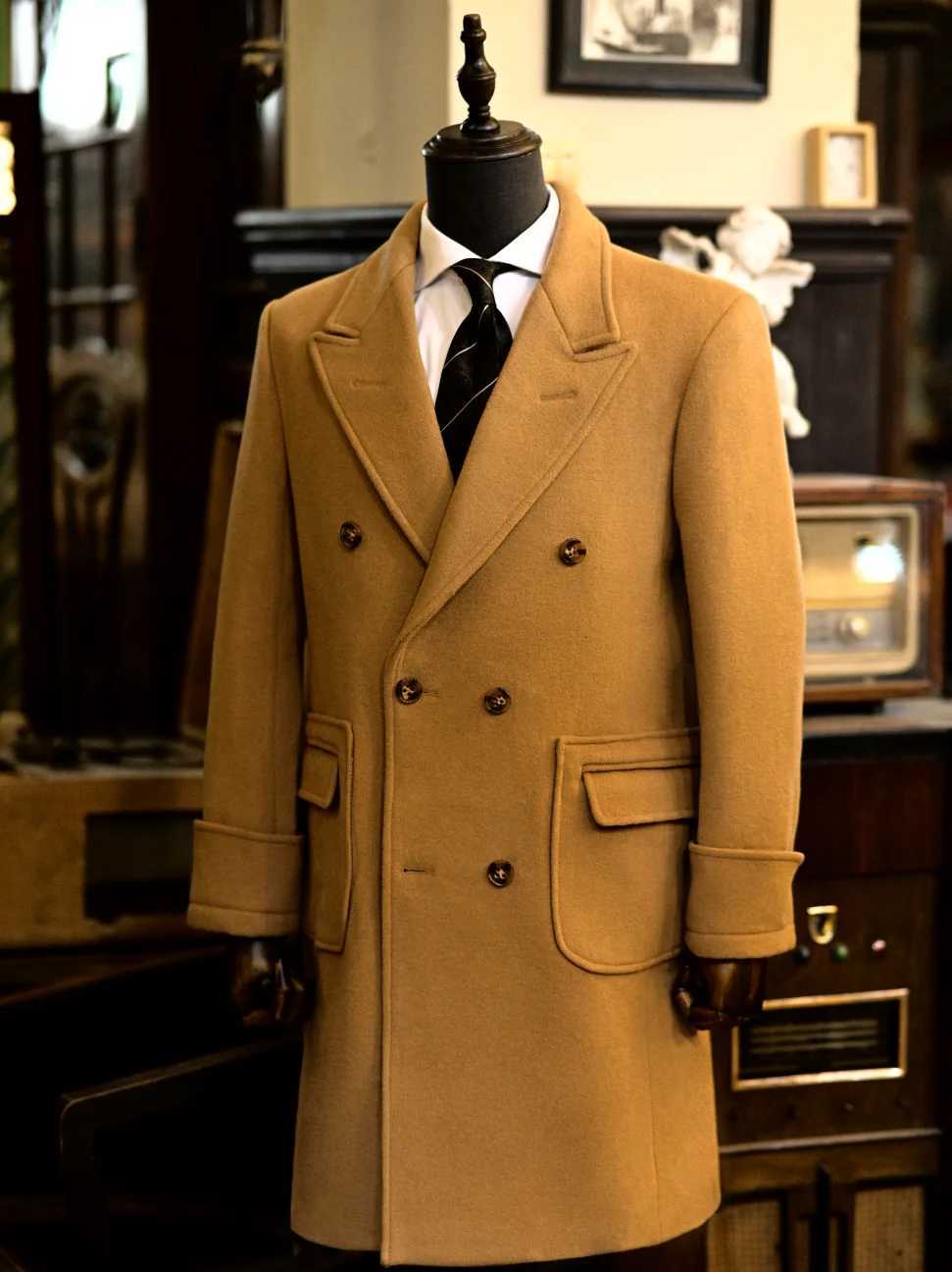 Doublebreasted Woolen Jacket Retro Autumn And Winter British Style Pockets Cashmere Pea Coat Plus Size OutwearT251025