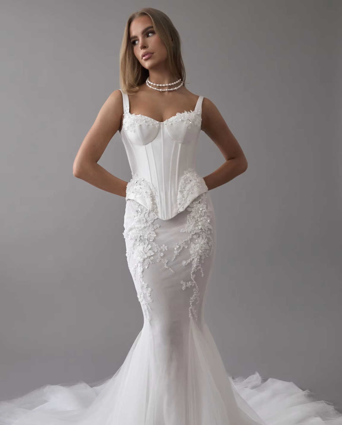 Customize Made Fantastic Sweetheart Mermaid Weddind Dress With Beading Pearls Appliques Trumpet Bridal Gowns