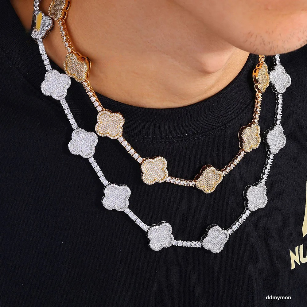 Iced Out Tennis Chain Micro Pave Cubic Moissanite Necklace: Wholesale Bling Dia Hip Hop Jewelry For Women Party Gift Ddmymon