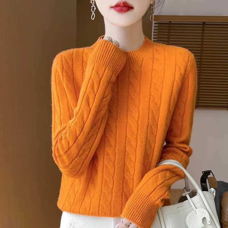Womens Autumn And Winter 100 Merino Wool Knitted Sweater Firstline Ready To Wear Fashion Round Neck Sweater Warm Casual TopT251025