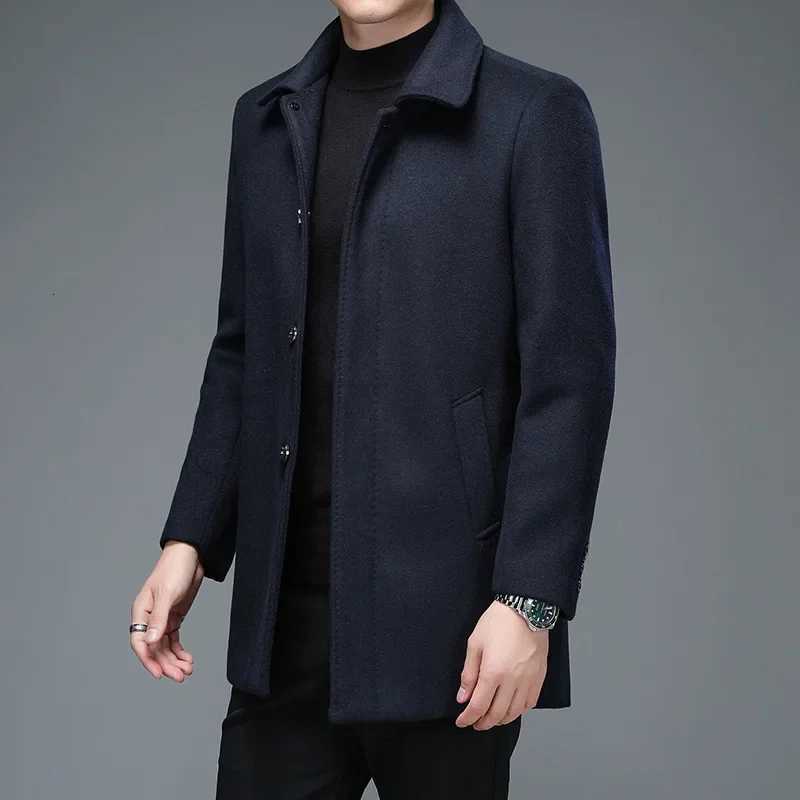 Men Winter Warm Casual Wool Blends Trench Coat Male Autumn Fashion Business Medium Solid Thick Slim Jacket Windbreaker OvercoatT251025
