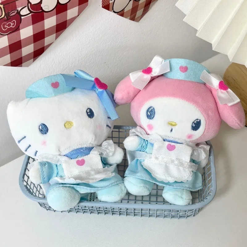 Sanrio Kawaii Doctor Nurse Series My Melody Kuromi Cogimyun Hello Kitty Plush Keychain Decoration Doll Backpack Charm Girls Gift L251025