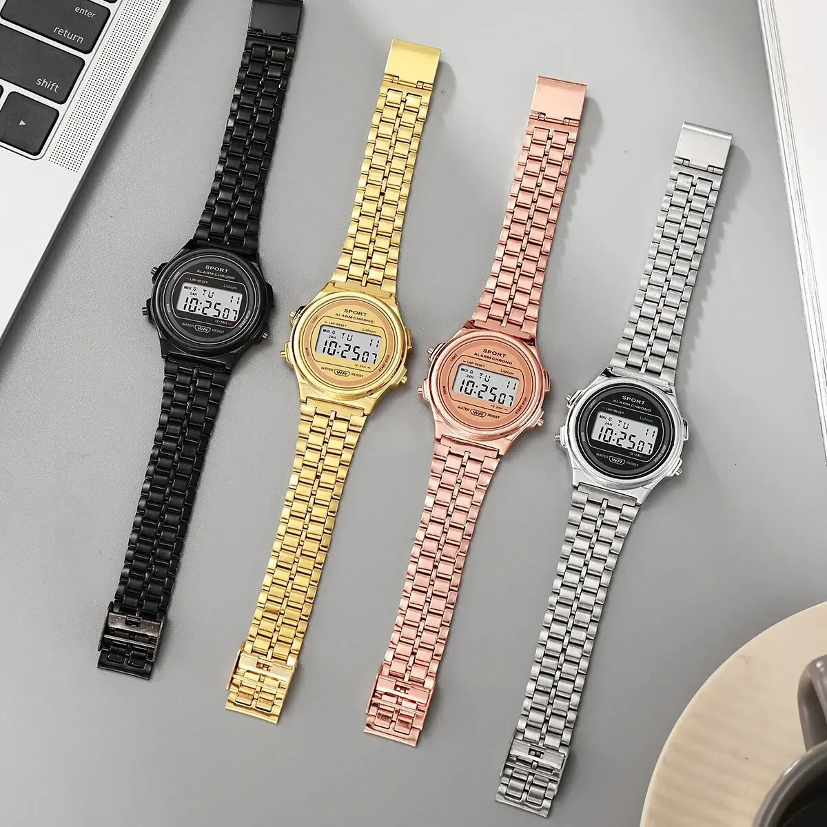 Fashion Women Casual LED Electronic WatchDigital Stainless Steel Sports Military Round Watches Men Electronic Wrist Watch Clock 251021