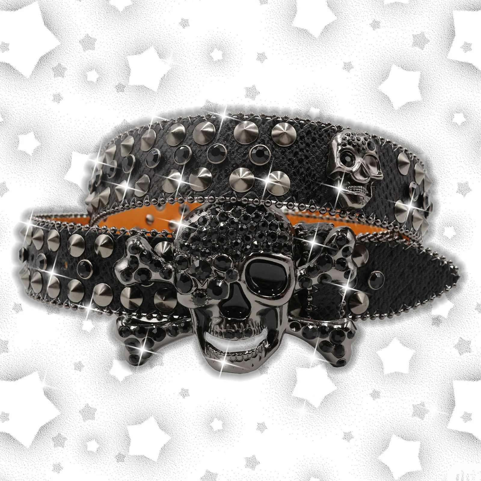 Fine Womens Jeans Rhinestone Belt Mens Belt Western Denim Shiny Rivet Leather HipHop Punk Rock Y2K Style Belt 251024