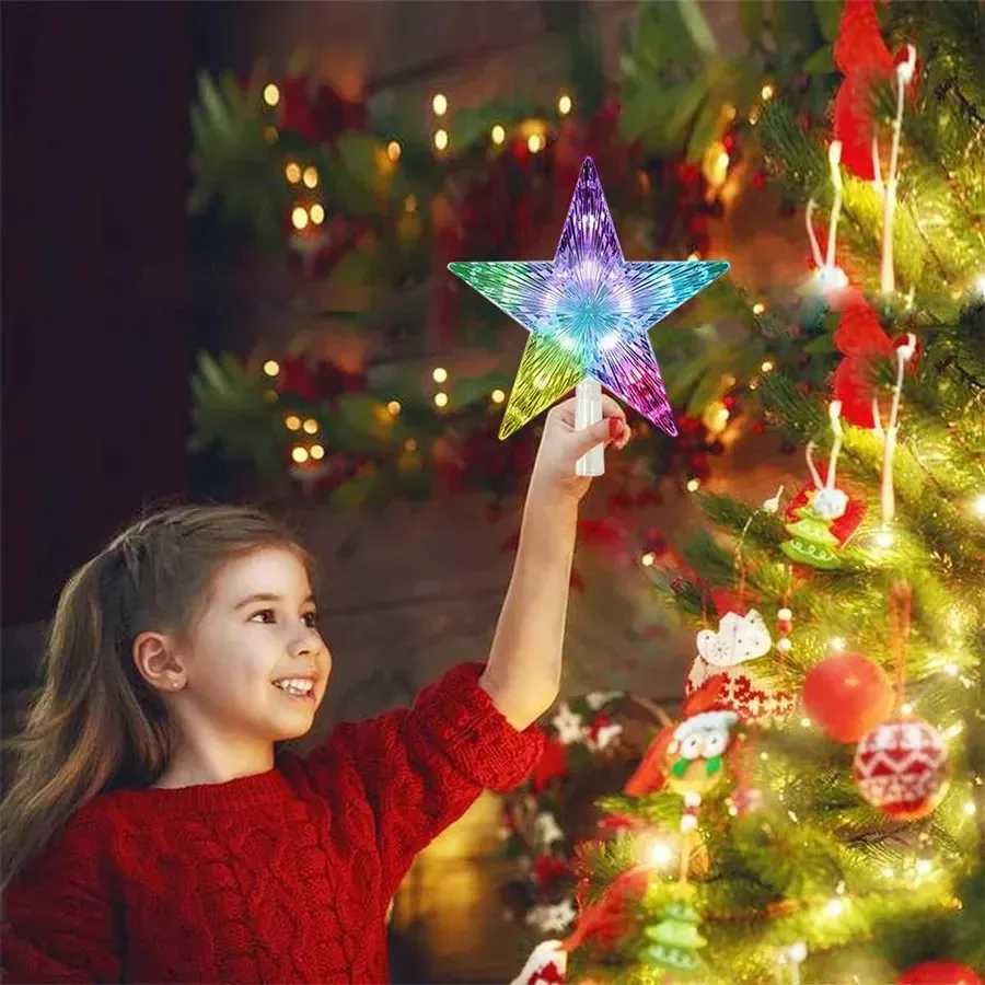 USB Powered RGB LED Fivepointed Star Christmas Tree Top Lights Dia 22CM New Year Decoration Garland Fairy Lights for Xmas Decor C251024
