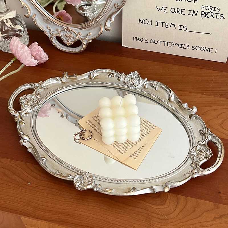 French Mirrored Tray Vintage Aesthetic Vanity Organizer for Living Ro Decor Per Jewelry Display with Bled Edge Y251025