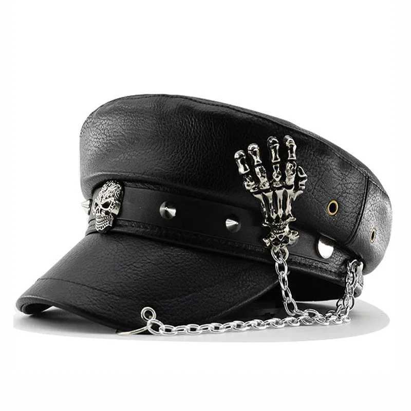 1pc Wen Punk Beret Hat with Black Rivet Punk Style Newsboy Warm Visor Beret Vintage Cabbie Csfor OutdoorDaily Use Gift Y251025