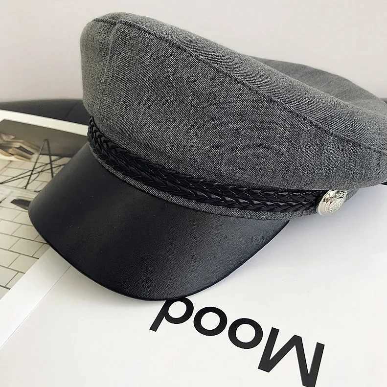 Spring Autumn Sailor Hats Black Ladies Beret Cs Flat Top Ctain C Travel Cadet Octagonal Hat Fashion Wen Men MilitaryHat Y251025