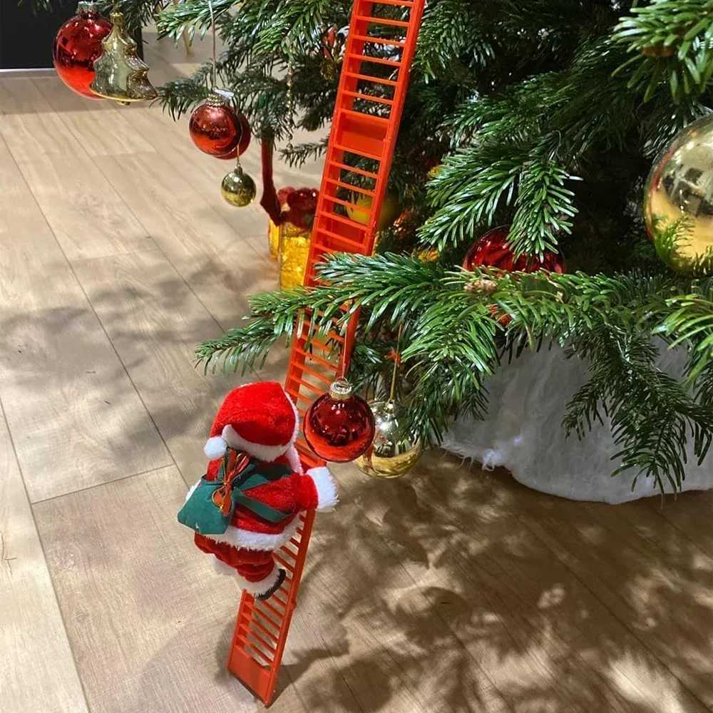 Electric Climbing Ladder Santa Claus Music Doll Christmas Ornament Decoration for Home Christmas Tree Hanging Decor NewYear Gift C251024