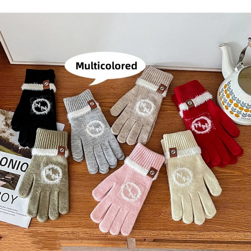 Korean Outdoor Warm Women Gloves Knitted Touch Screen Winter Mittens Long Spiral Mouth Cute Fashion Coldproof Gloves 251023