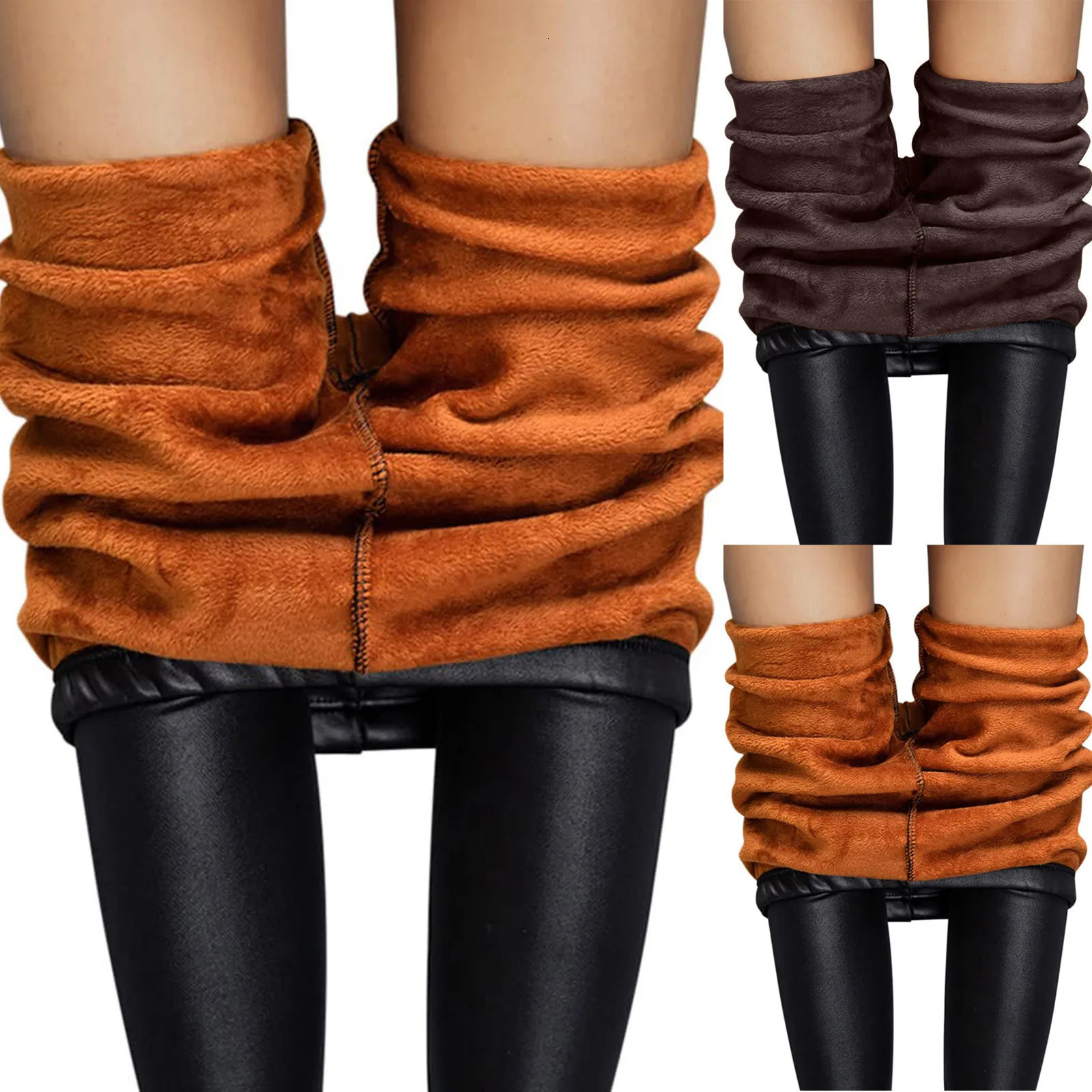 Warm Pu Leather Leggings Women High Waist Stretchy Pants Legings Winter Fleece Lined Legging Trousers Jeggings Pantalones 251018
