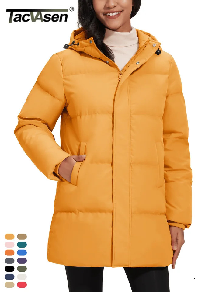 TACVASEN Winter Quilted Duck Feather Down Jackets Womens Padded Puffer Warm Hooded Long Coats Thermal Waterproof Thick Outerwear 251020