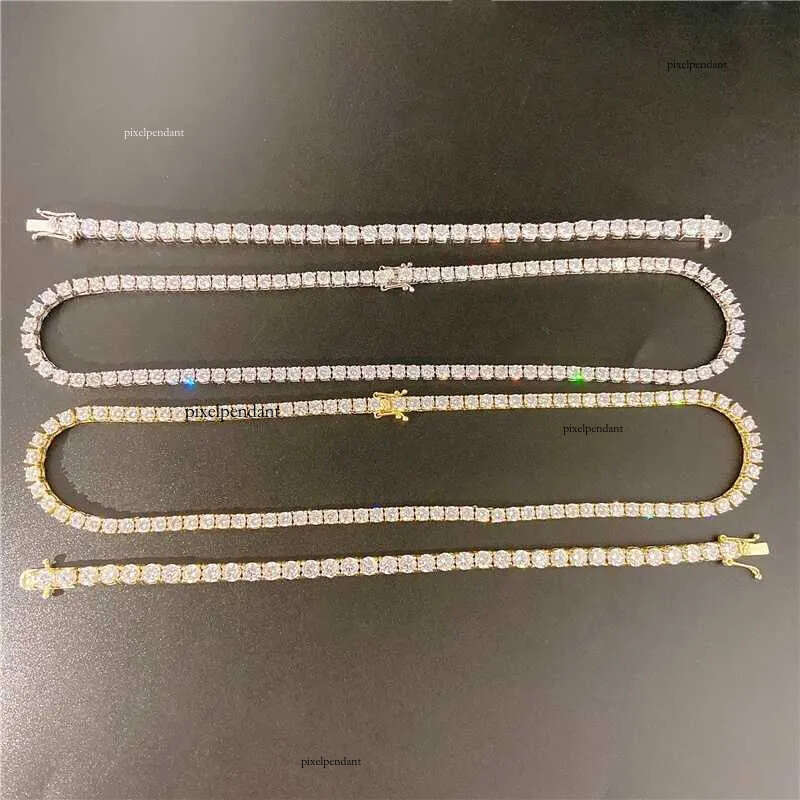 necklace Customized Personal Solid 14k Gold Jewelry Vvs White Color Loose moissanite dia tennis chain for men