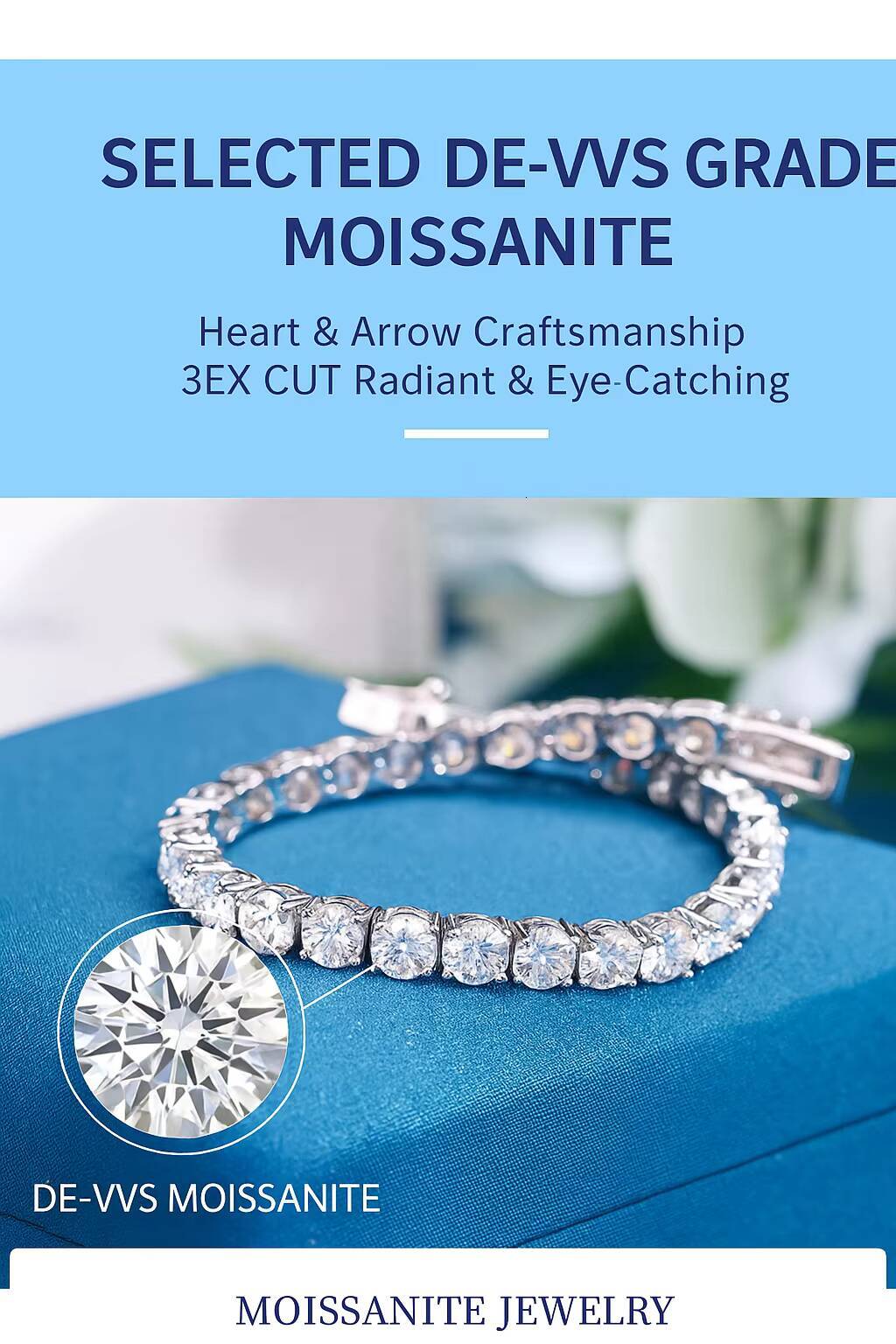 Wholesale Custom Gift 925 Sterling Silver Moissanite Tennis Bracelet for Women GRA Certified Cut Diamond Look Jewelry