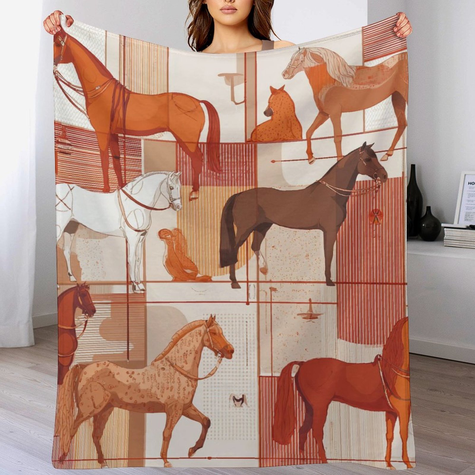 H Designer Horse blanket blanket throw cashmere vibration blanket copert Home Travel Throw Summer Air Conditioner Beach home bedding blankets throws H