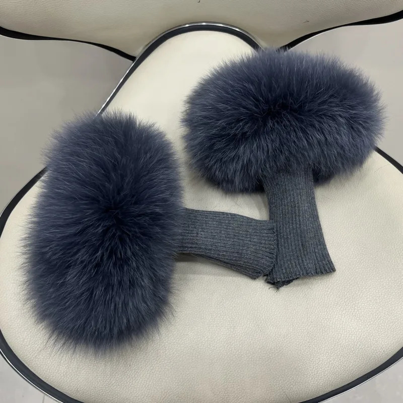 Fox Fur Cuffs For Wrist Fur Arm Wrist Winter Elastic Cuffs Warm Ladies Fox Fur Decoration For Shoes Thick Arm Sleeve 251023
