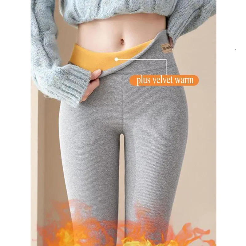 Women Winter Thickened Warm Leggings Hight Waist Fleece Lift High Stretchy Knitted Leggings Plus Velvet Tights Thermal Pants 251018