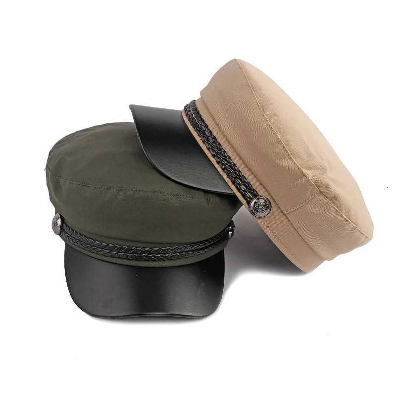 Hot S Fashion Wen Men Cotton Linen Solid Color Baker Boy C Beret Cs with Rope Metal Button Y251025