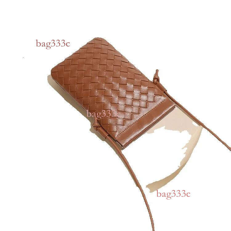Korean Style Vertical Mini Coin Purse Phone Small Lightweight Single Shoulder Crossbody Women's Fashion Casual Handwoven Bag Cowhide Woven Bag