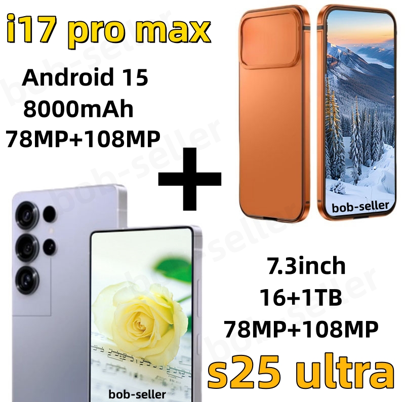Face ID 6.9inch All Screen HD i17 pro max s25 ultra Cell Phones Smartphone Camera 1TB RAM unlock Android 15 Mobile Phone gift Green Tag Sealed Box designer Matte Glass