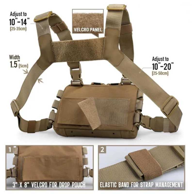 Mens Tactical Chest Bag Outdoor Hunting Tactical Vest Outdoor Sports Cycling Vest Multifunctional Chest Bag Pouch Holster Y251022