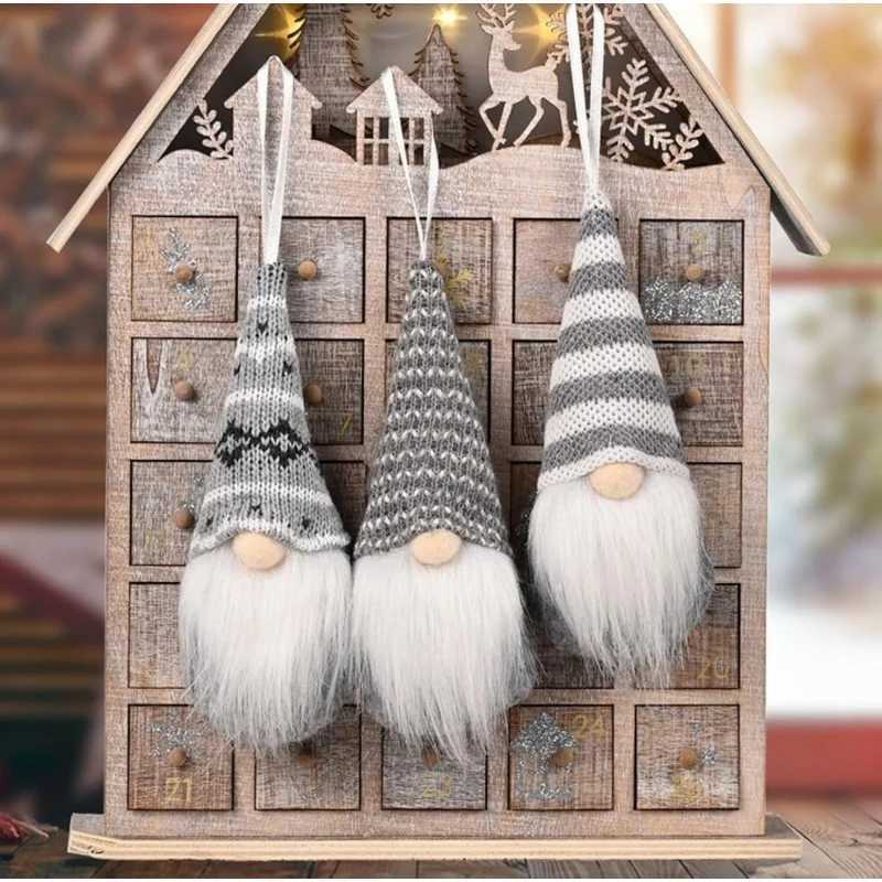 3pcs Christmas Hanging Decorations Swedish Handmade Plush Santa Elves Holiday Tree Ornaments Home Christmas Decor C2510241