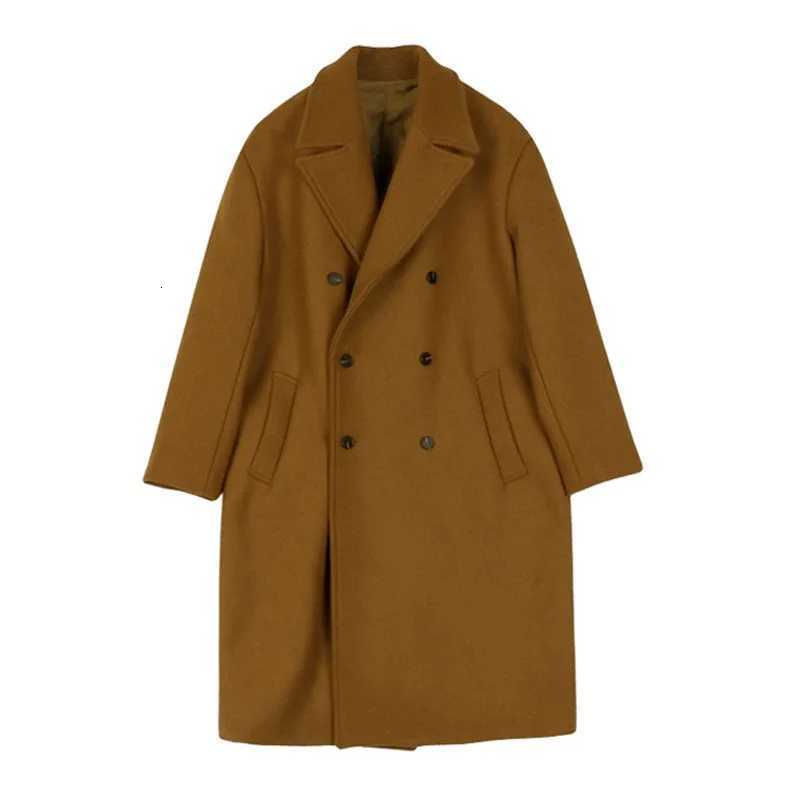 Casual Turndown Collar Mens Woolen Jackets Outerwear Autumn Winter Mens Fashion Doublebreasted Long Coat Men CardigansT251025