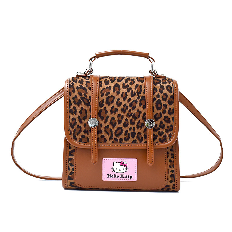 American Retro Leopard Print Backpack for Women Autumn and Winter New Fashion Versatile Niche Girly College Style Small Backpack